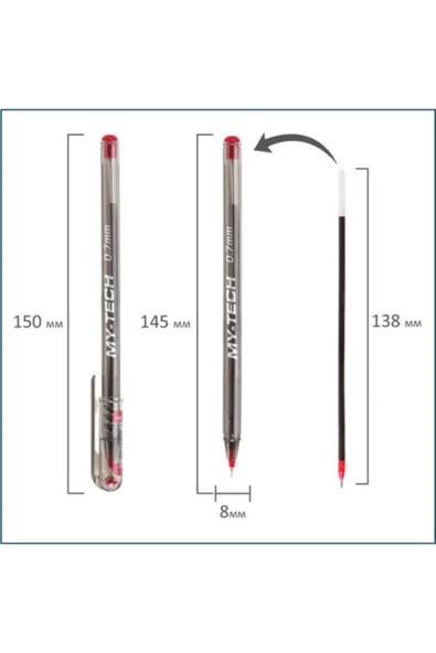 Pensan My-tech 0.7 Mm Kırmızı Tükenmez Kalem - Resim 2