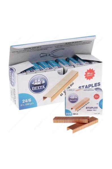 Delta Zımba Teli  24/6 -1 Kutu (10000 Adet) Sarı ürün görseli