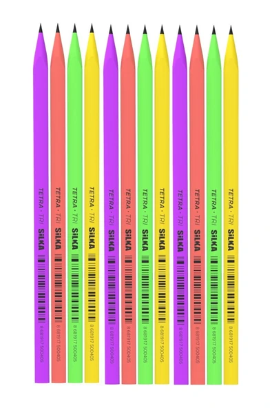 Silka Kaly Üçgen Neon Kurşun Kalem 12'li ürün görseli 1