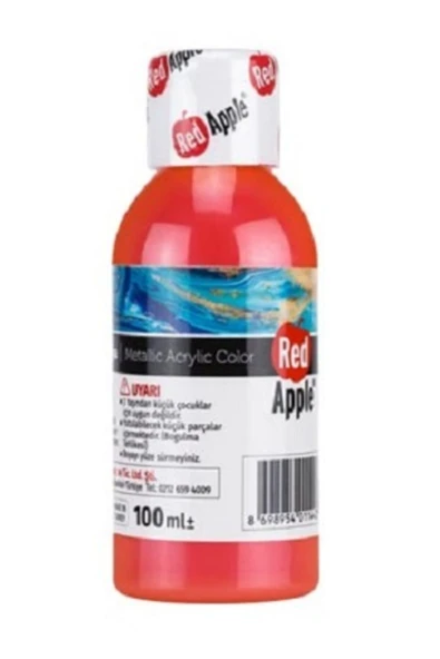 Red Apple Metalik Akrilik Boya Kırmızı 100 Gr. Doğadan Ilham Alan Renkler. ürün görseli 1