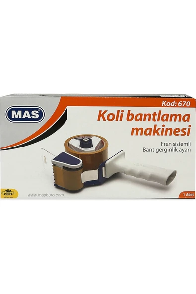 Mas stationery Vege 45x100 Koli Bantı 6'lı Ve Koli Bant Makinesi Seti - Resim 3