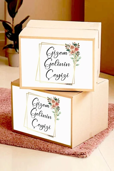 Artcrelier Çeyiz Bohça Bavul Koli Etiketi Gelin 20 Adet A4 Baskılı Etiket Sticker ürün görseli 1