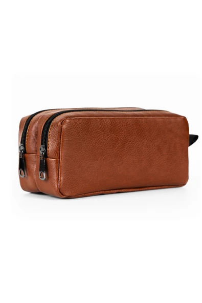 Kampüs Kırtasiyem Suni Deri Çift Gözlü Taba Kalem Kutusu - Makyaj Çantası ürün görseli 1