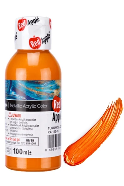 Red Apple Metalik Akrilik Boya Turuncu 100 Gr. Doğadan Ilham Alan Renkler. ürün görseli 1