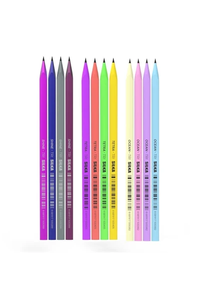 Silka Kaly Üçgen Karışık Renkli Kurşun Kalem 12'li ürün görseli 1