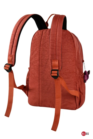 Bliss Lüx, Çok Cepli Su Geçirmez Krinkıl kumaş Okul/Sırt Çantası Maymun Anahtarlık Laptop  Tablet Bölmeli - Resim 4