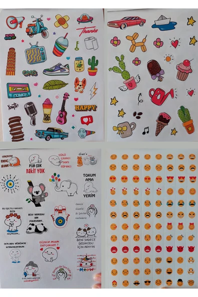 Kampüs Kırtasiyem Duygulu Sticker Kitapçığı 16 Sayfa - 24 * 17 cm / Defter Ajanda Çıkartma  Eğlenceli Sticker - Resim 5
