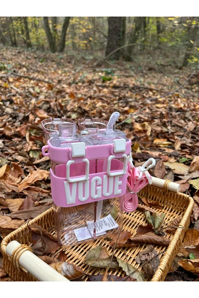 Kampus Kırtasiyem Okul Öğrenci Vogue Şık Tasarım Çift Bölmeli Çift İçimli Çocuk Suluk Matara - Resim 5