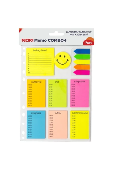 Noki Ofis Memo Combo 4 Haftalık Planlı Emojili Planlayıcı 13 Parça Postit ürün görseli 1
