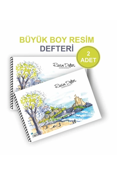Kampus Kırtasiyem 2'li Resim Defteri Spiralli Karton Kapak 25x35 Cm 15 Yaprak Resim Defteri Büyük Boy - Resim 2