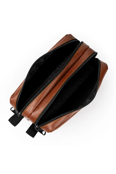 Kampüs Kırtasiyem Suni Deri Çift Gözlü Taba Kalem Kutusu - Makyaj Çantası - Resim 3