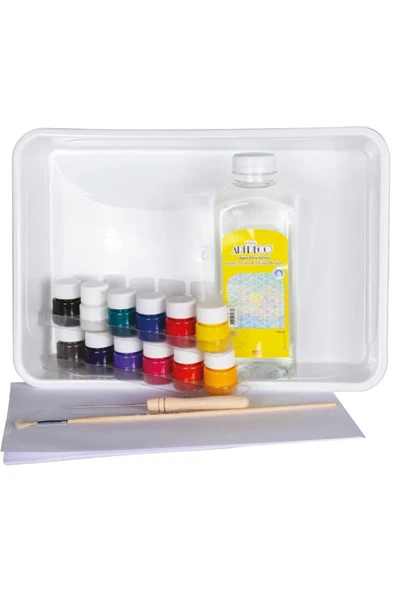 Artdeco lisans kırtasiye EBRU BAŞLANGIÇ SETİ 12 RENK X15ML (DAMLALIKLI ŞİŞE) LV-Y-016-ES7 - Resim 2