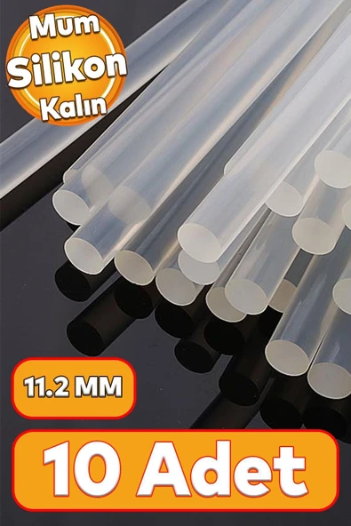 Kampüs Kırtasiyem Kalın 10 ADET Mum Silikon 11.2 mm Çubuk Sıcak Silikon Hobi Süs Hediyelik Eşya Maket Yapıştırma ürün görseli 1