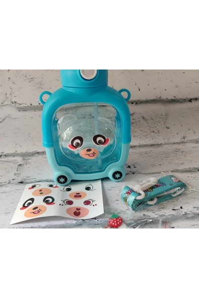 Kampüs Kırtasiyem Kapaklı 1000 Ml Kare Ayıcık Model Araba Görünümlü Su Matarası Su Şişesi Suluk Bpa Free Okul Suluk ürün görseli 1