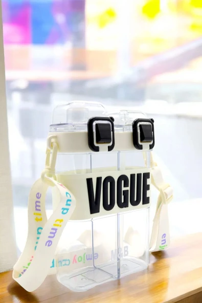 Kampus Kırtasiyem Okul Öğrenci Vogue Şık Tasarım Çift Bölmeli Çift İçimli Çocuk Suluk Matara - Resim 3