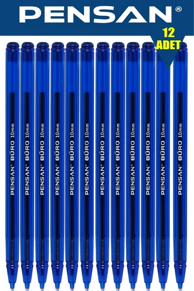 Kampus Kırtasiyem Tükenmez Kalem 1.0 mm Mavi – 12’li Adet - (Büro Serisi) ürün görseli