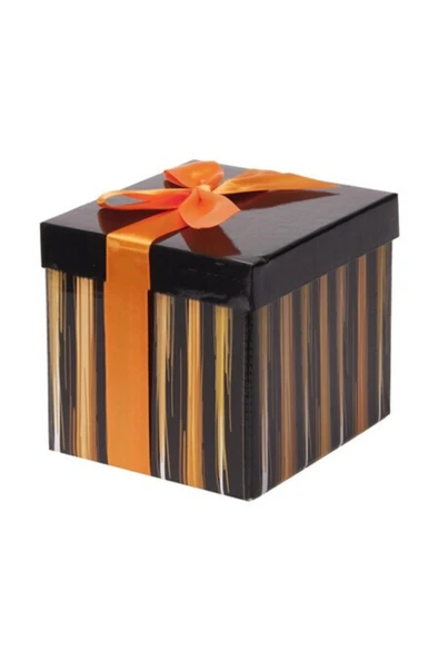 Kampus Kırtasiyem Hediye Kutusu Turuncu Fiyonklu Katlanabilir 12,5x12,5 Cm ürün görseli 1