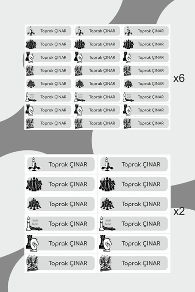 Serisan Satranç Temalı İsimli Okul Etiketi Defter Kalem Kitap Sticker Seti - Resim 2