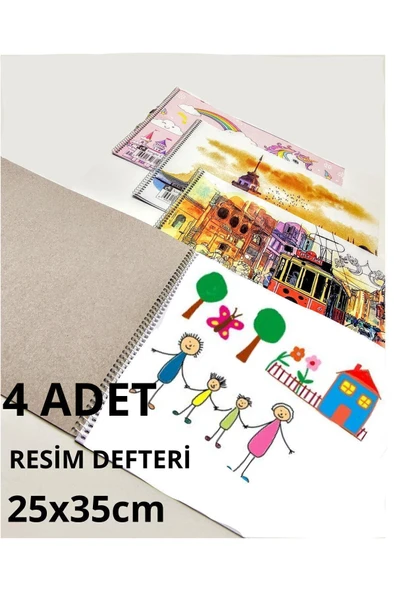 Schmülzer 4 Adet Resim Defteri Büyük Boy 23x33 Cm - Toplam 120 Beyaz Sayfa ürün görseli 1