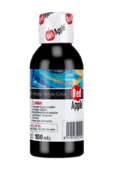 Red Apple Metalik Akrilik Boya Siyah 100 Gr. Doğadan Ilham Alan Renkler. ürün görseli 1