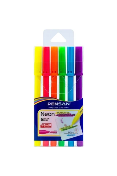 Pensan 6 Renk Neon Kesik Uç Keçeli Kalem Pe99095Kç6 ürün görseli 1