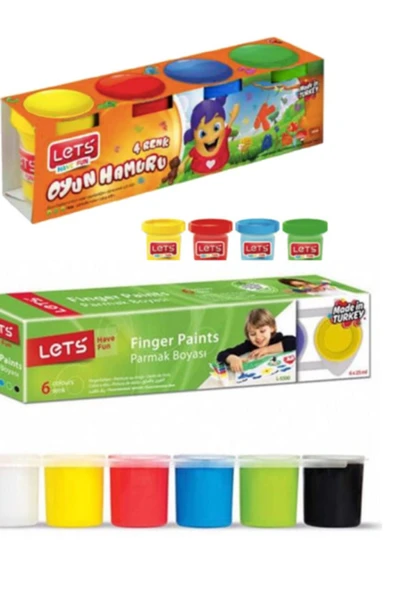 LET'S HAVE FUN 4'lü Oyun Hamuru - 6'lı Parmak Boyası ürün görseli 1