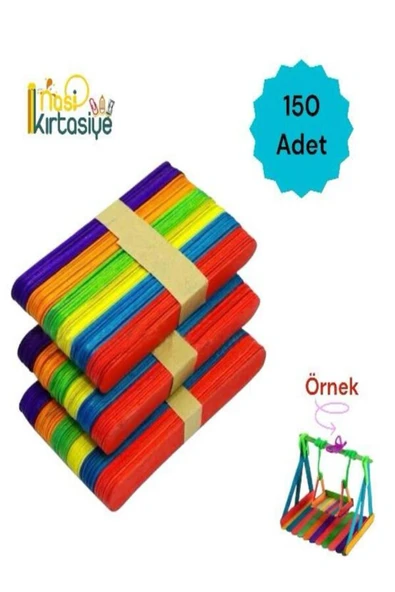 Südor NASİP KIRTASİYE 150 Adet Südor Ahşap Renkli Büyük Geniş Dil Çubuğu Abeslang Ağda ve Doktor Çubuğu ürün görseli 1