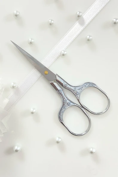 Kampus Kırtasiyem Gümüş Söz Nişan Makası, Kurdele Açılış Özel Gün Merasim Dikiş Nakış Makası ürün görseli 1