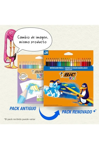 Bic Kırtasiye AQUACOULEUR KURU-SULU BOYA KALEMİ TAM BOY 24'LÜ 8575633 - Resim 2