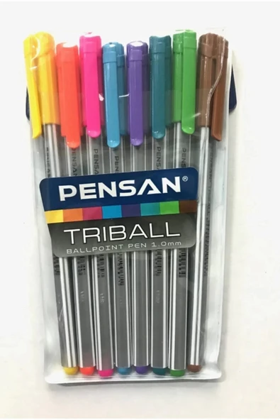 Pensan Triball Tükenmez Kalem Renkli 8'li Vakumlu ürün görseli 1