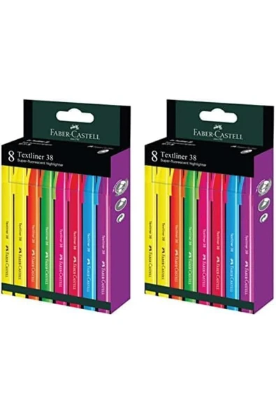 Kampus Kırtasiyem Fosforlu Kalem 38 Neon Renkler 8'li 2li paket AC BOX 861931 ürün görseli 1