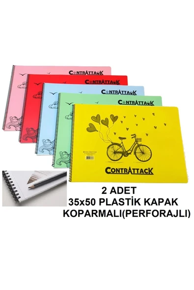 MİLACOLOR 2 Adet 35x50 Resim Defteri Plastik kapak 2x25 Sayfa Koparmalı Perforaj ürün görseli 1
