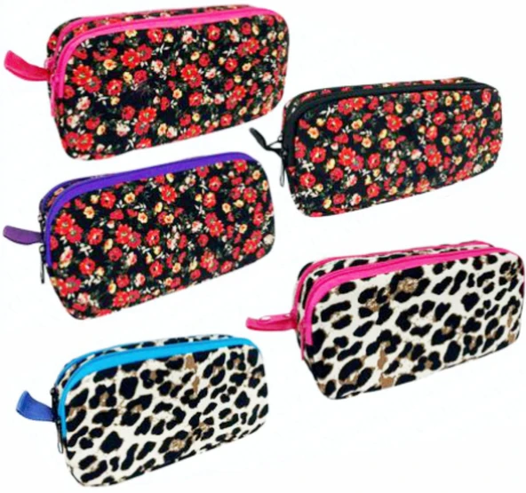 Penmark Turkey Çift Bölme çiçek  Desenli Kalemlik, Kumaş Kalem Kutusu ürün görseli