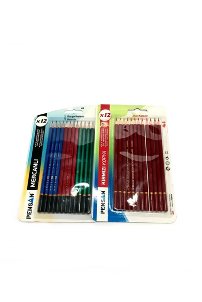 Pensan Mercanlı 2b +kırmızı Kopya Kalemi Set ürün görseli 1