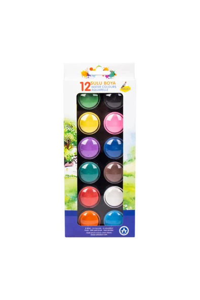 Ark kırtasiye Ark 12 Renk Fırçalı Sulu Boya Pastel Renkler ürün görseli 1