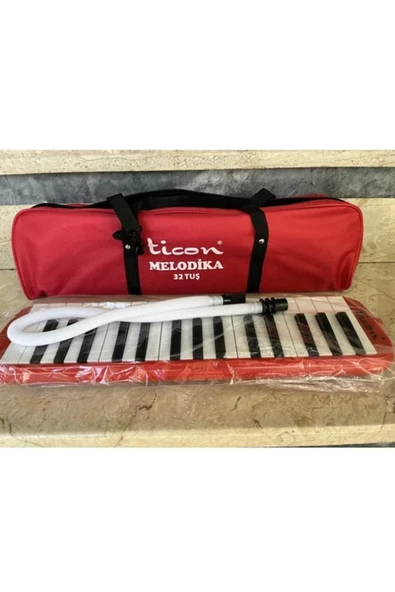Ticon Temat Melodika 32 Tuşlu Çantalı Kırmızı Renk - Resim 2
