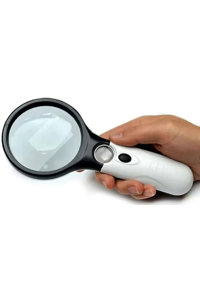 Choice White Magnifying Glass Handheld 45X Magnifier Clearly to See With 3 LED Lights For Reading Magnif... ürün görseli 1