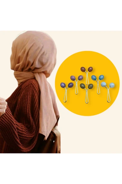 Kampus Kırtasiyem Eşarp, Türban, Şal, Klipsi - Tesettür Eşarp Ve Şal Klipsi - 6 Farklı Renk - 12'li Paket ürün görseli 1