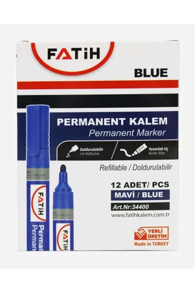 Fatih Kırtasiye Doldurulabilir Markör Permanent Kesik Uç Kırmızı 3440 - 12'li Paket - Resim 4