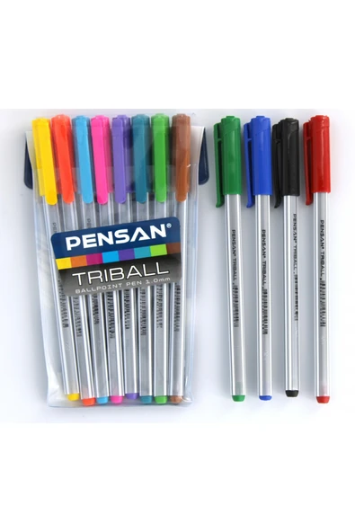 Pensan Triball 1mm 12 Tam Renk Tükenmez Kalem Set ürün görseli