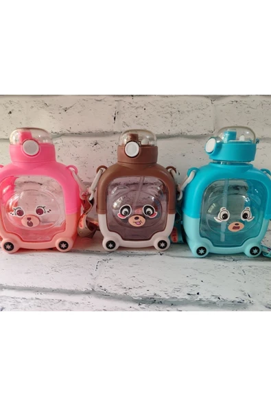 Kampüs Kırtasiyem Kapaklı 1000 Ml Kare Ayıcık Model Araba Görünümlü Su Matarası Su Şişesi Suluk Bpa Free Okul Suluk - Resim 5