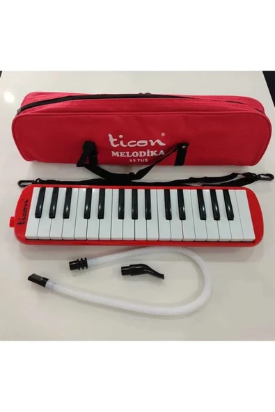 Ticon Temat Melodika 32 Tuşlu Çantalı Kırmızı - Resim 3