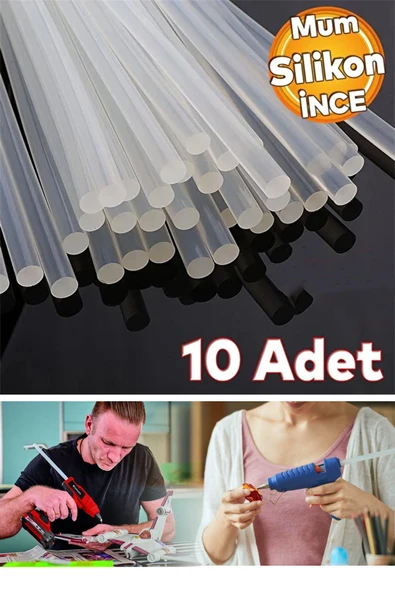 Kampus Kirtasiyem 10 Adet Mum İnce Sıcak Silikon Tabanca Mumu Çubukları 30 cm 10adt ürün görseli 1