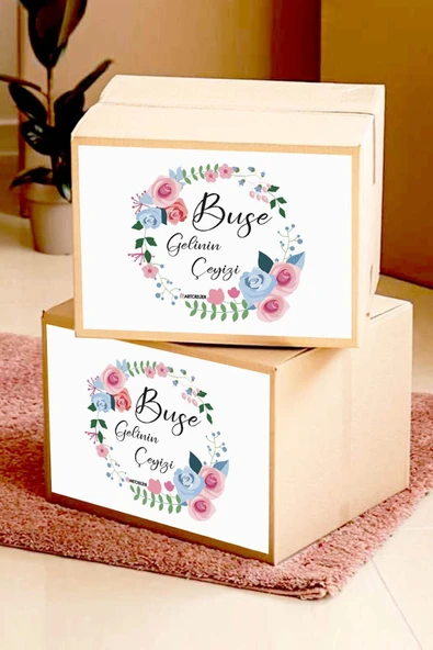 Artcrelier Çeyiz Bohça Bavul Koli Etiketi Gelin 20 Adet A4 Baskılı Etiket Sticker ürün görseli 1