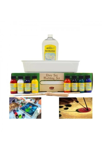 Artdeco lisans kırtasiye 8x30ml A4 Tekneli Ebru Başlangıç Seti Damlalıksız / LV-Y-016-ES5 - Resim 3