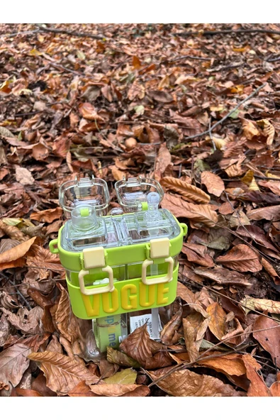 Kampus Kırtasiyem Okul Öğrenci Vogue Şık Tasarım Çift Bölmeli Çift İçimli Çocuk Suluk Matara - Resim 5