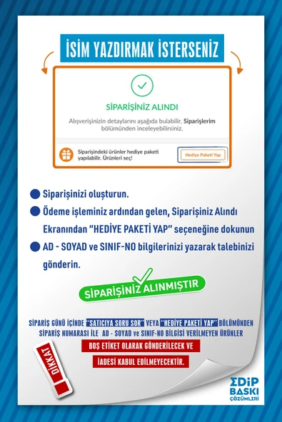 EDİP BASKI MERKEZİ İsimli okul etiketi FİL Defter, kitap ve kalem etiketi Küçük Paket - Resim 2