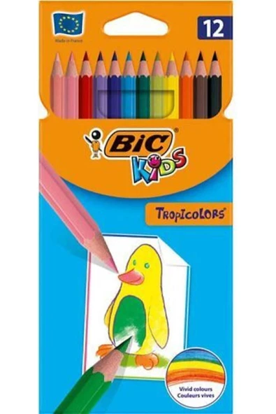 Bic Kırtasiye Tropicolors 12 Renk Uzun Kuru Boya 12'li Kuruboya Uzun ürün görseli 1