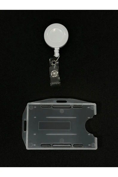 Kampus Kırtasiyem 1 Adet Beyaz Yoyo Yaka Kartı Personel Kart Asma Aparatı 1 Adet Şeffaf Kart Kabı Kart Koruyucu ürün görseli