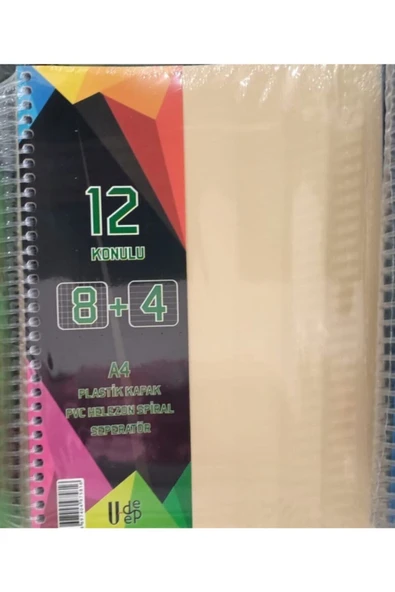 UMUT DEFTER U-deep A4 Büyük Boy 300 Yaprak Ayraçlı Spiralli Plastik Kapaklı 8 Kareli + 4 Çizgili Defter ürün görseli 1